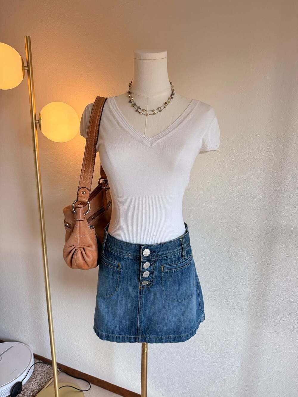 Say What? Y2K White V-Neck Cap Sleeve Ribbed Knit Top
